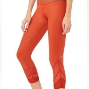 Alo Yoga Rust Crop Edge Mesh Leggings